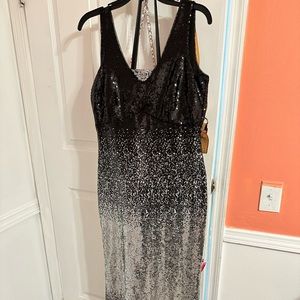 Black and silver prom dress